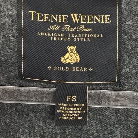 VINTAGE VTG Teenie Weenie Gold Bear Wool Argyle Grey Cream Cardigan Sweater S - Picture 5 of 6